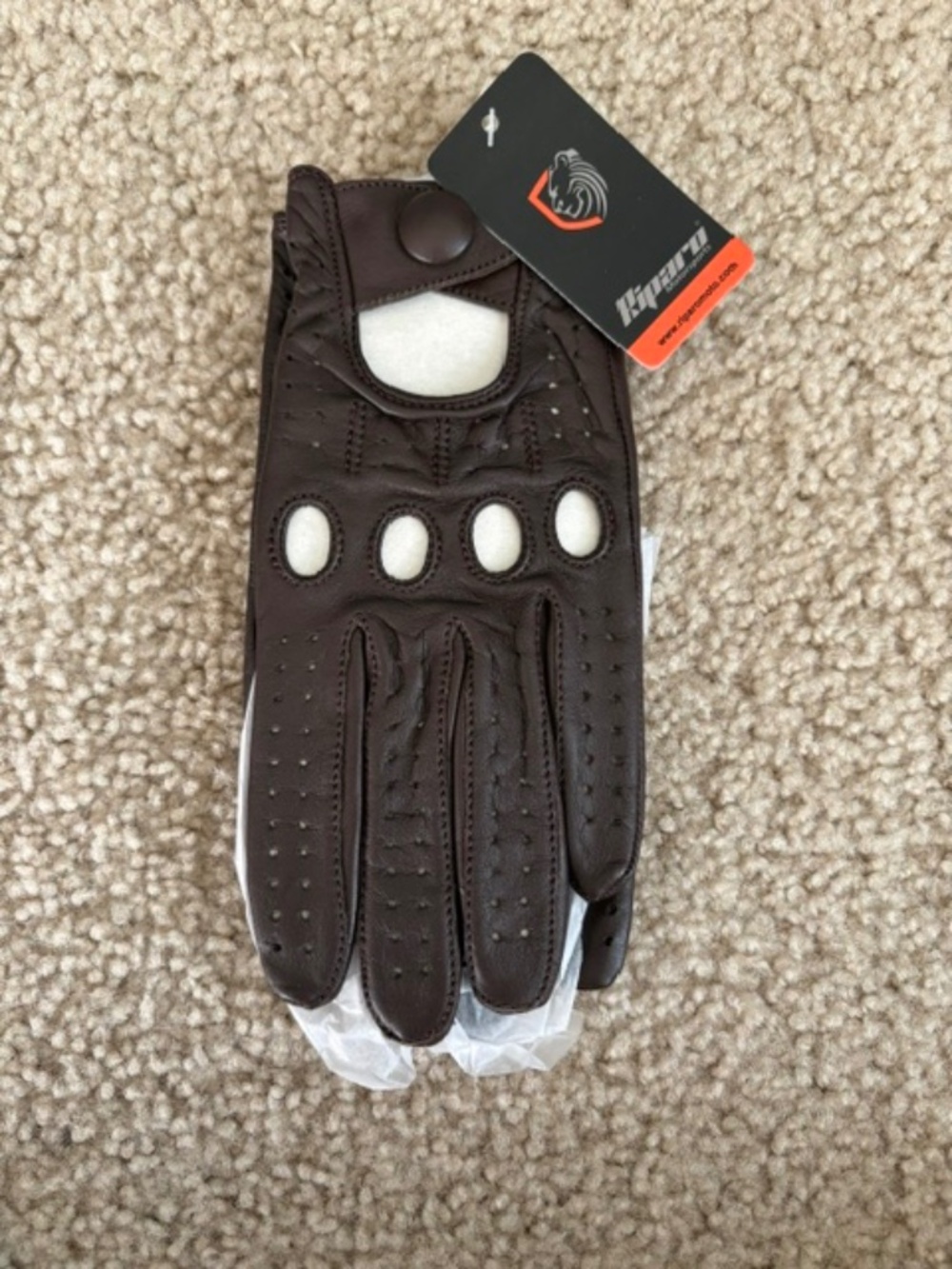 Riparo Women's Genuine Leather Full-Finger Driving Gloves Brown Size S/6.5